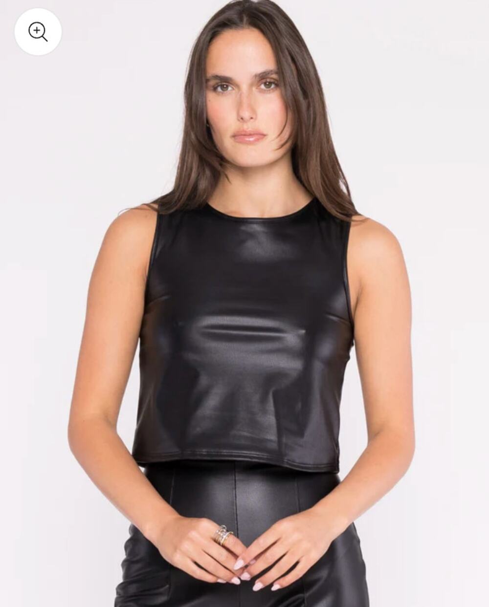 Ripley Rader LA Faux Leather Boxy Tank Black Vegan Small NWT